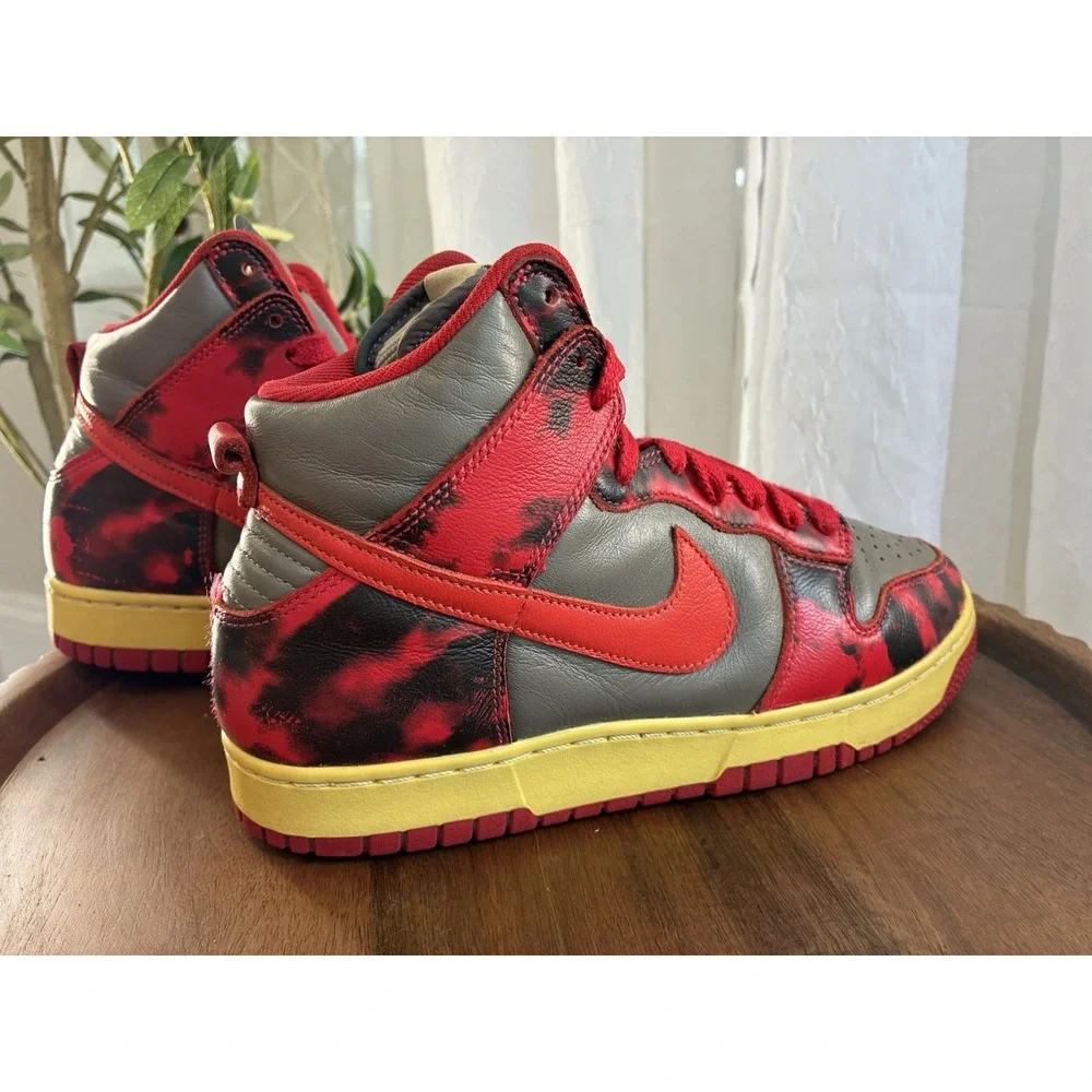 Men's 1985 Nike Red Acid Dunks‎ High Top Size 7 Red/Black /Gray /Yellow - Picture 9 of 11